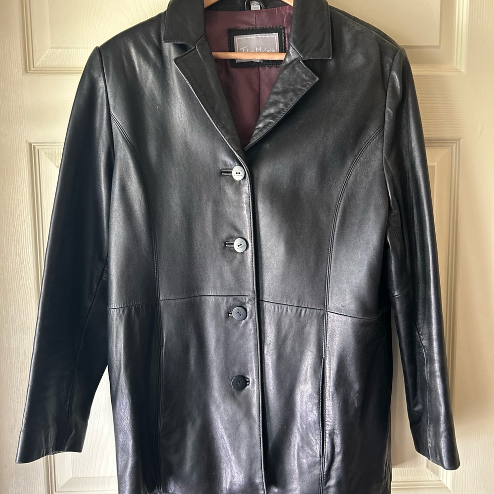 Juliet Michelle black Leather Jacket, size Large